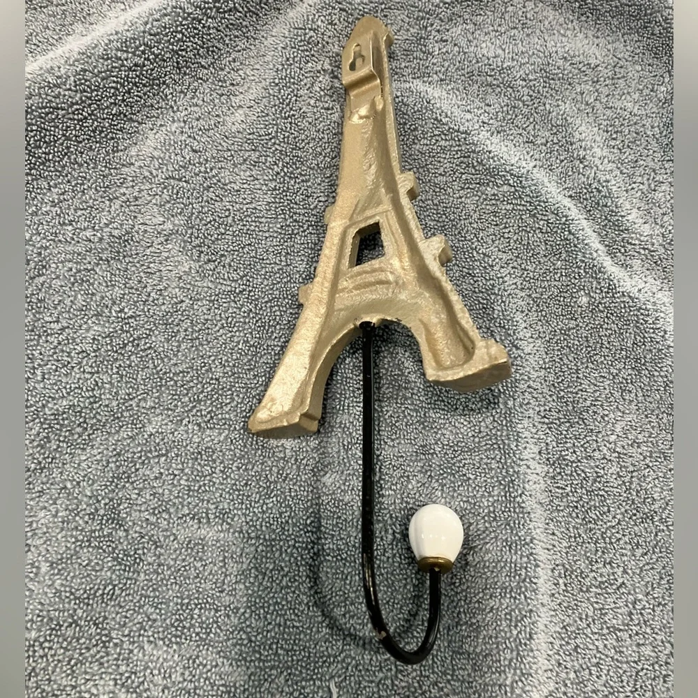 Parisian Eiffel Tower Hanging Wall Or Door Hook 11.25 Inches Tall Solid Metal